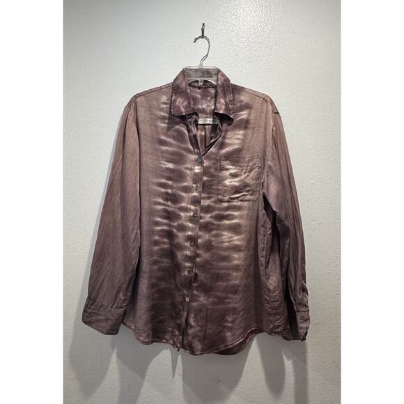 Raquel Allegra Size 2 Tie Dye Button Front Blouse Silk Blend Light Purple Boho - Picture 1 of 9